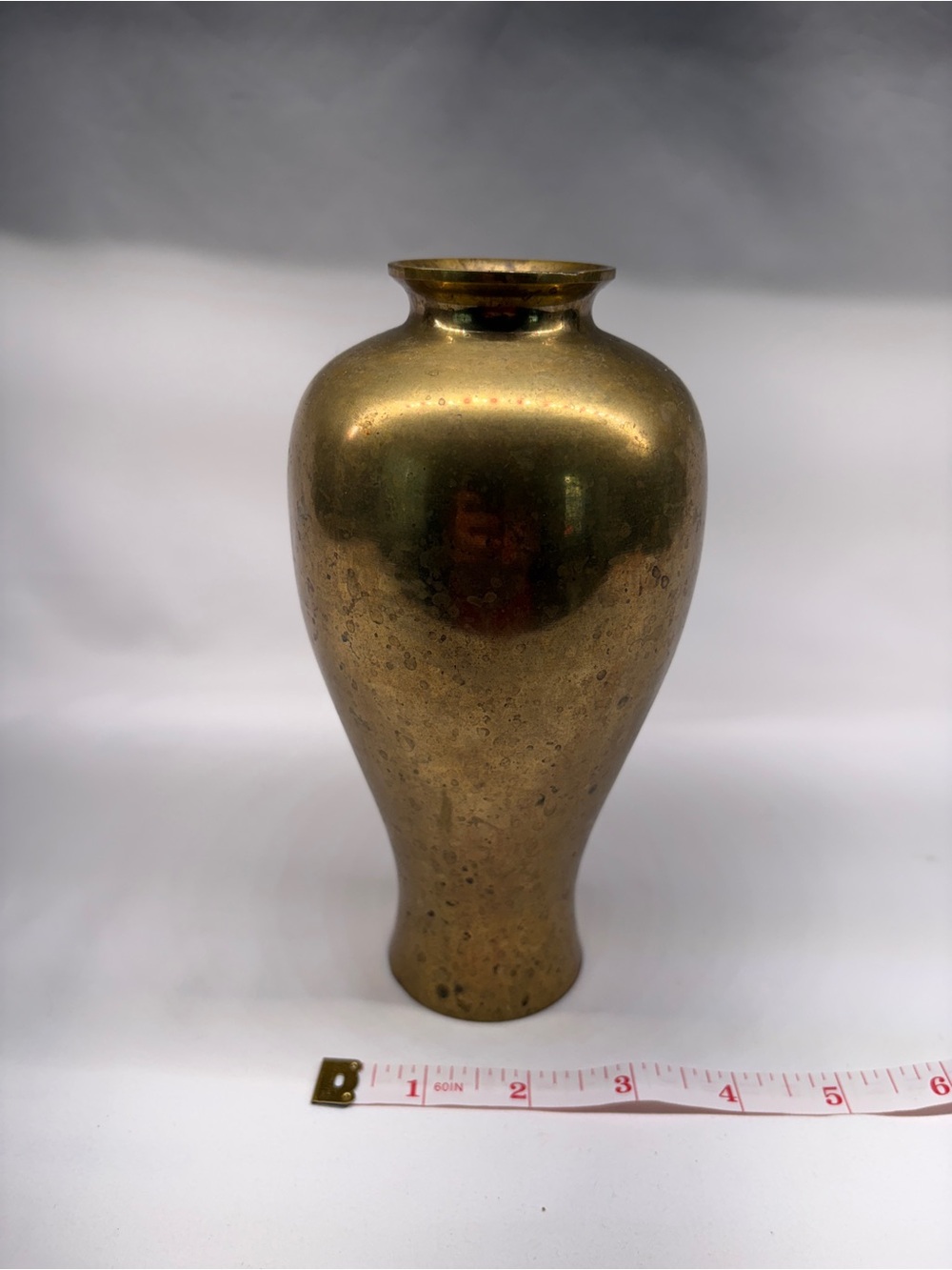 Vintage Solid Brass Urn Vase MCM BoHo Baluster Vessel 7”